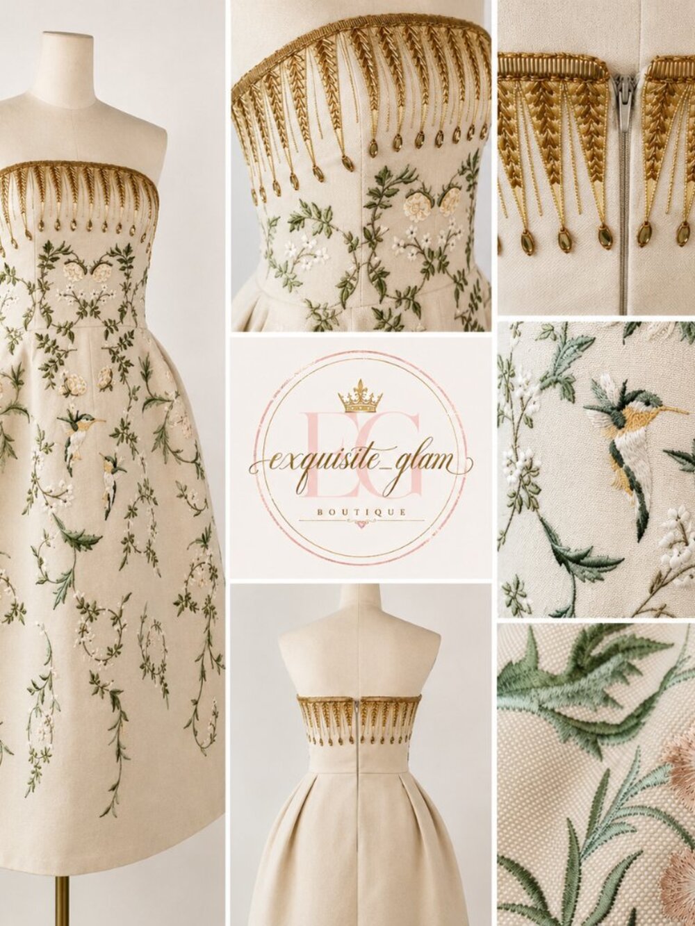 Gorgeous Couture Designer Wedding Evening Cocktail Luxury Embroidery Gown Dress
